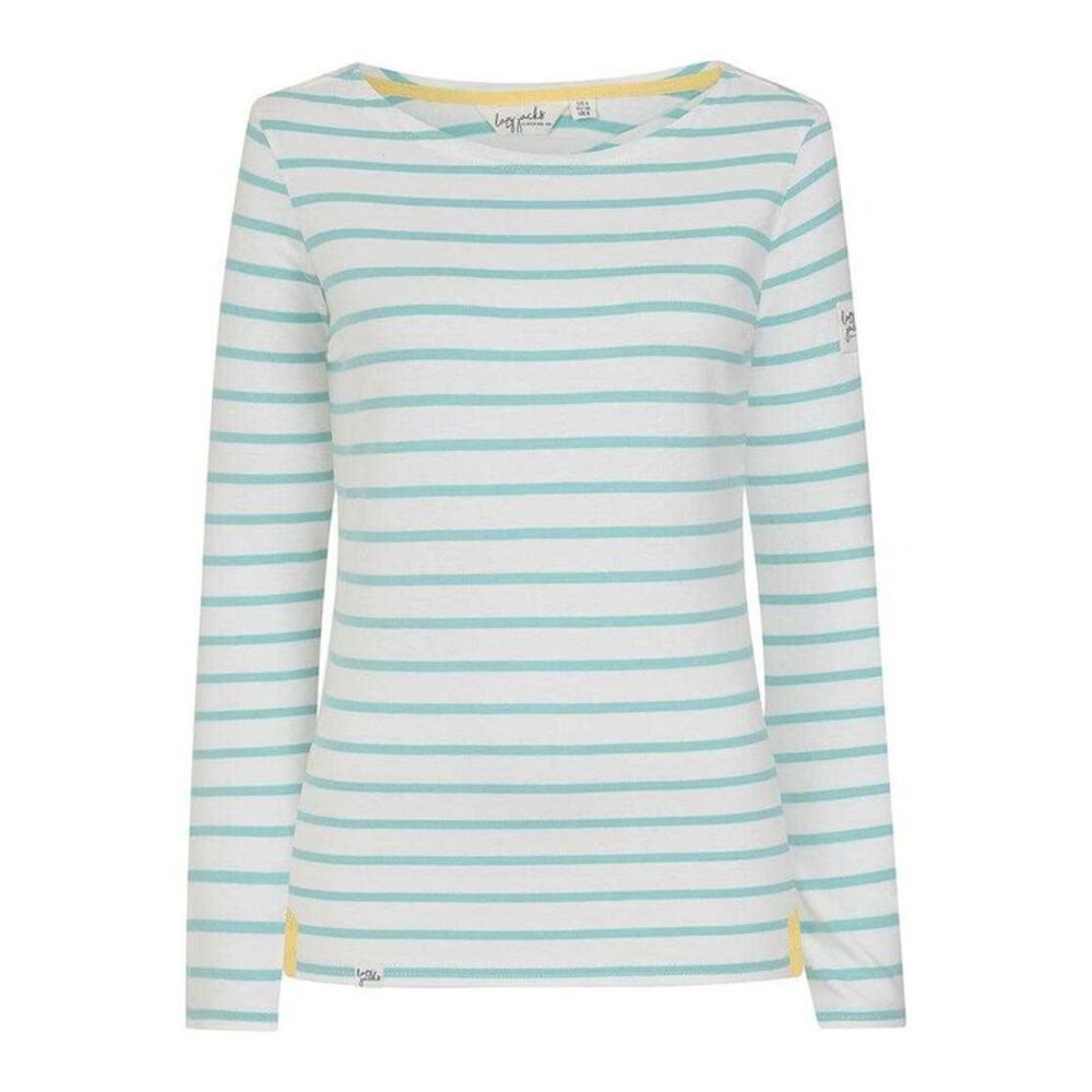 Lazy Jacks Womens/Ladies Breton Contrast Striped Long-Sleeved T-Shirt / Peppermi